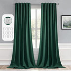 MIULEE Christmas Hunter Green Back Tab Blackout Curtain 96 Inch Long 2 Panels by MIULEE