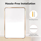 USHOWER Gold Bathroom Mirror 24"x36", Brushed Gold Rounded Rectangle Mirror - Image 6