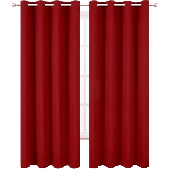 LEMOMO Blackout Curtains 52 x 90 Inch Long Red Curtains Set of 2 Panels Room - Image 2