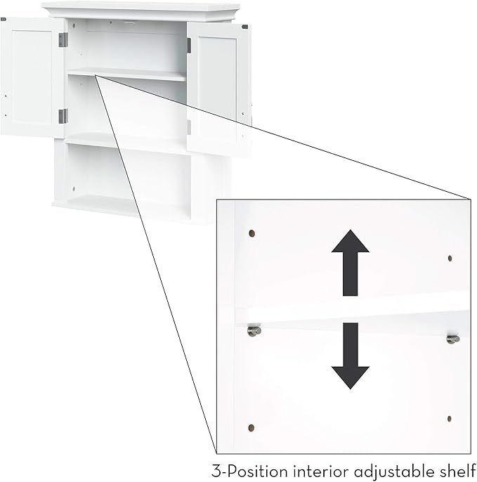 RiverRidge Somerset Two-Door Bathroom and Laundry Wall Mount Storage Medicine - Image 7