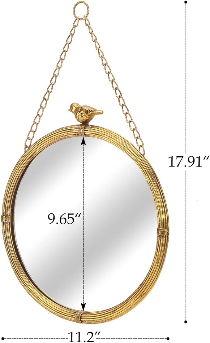 NIKKY HOME 11 Inch Decorative Small Hanging Mirrors Vintage Round Metal Framed - Image 5