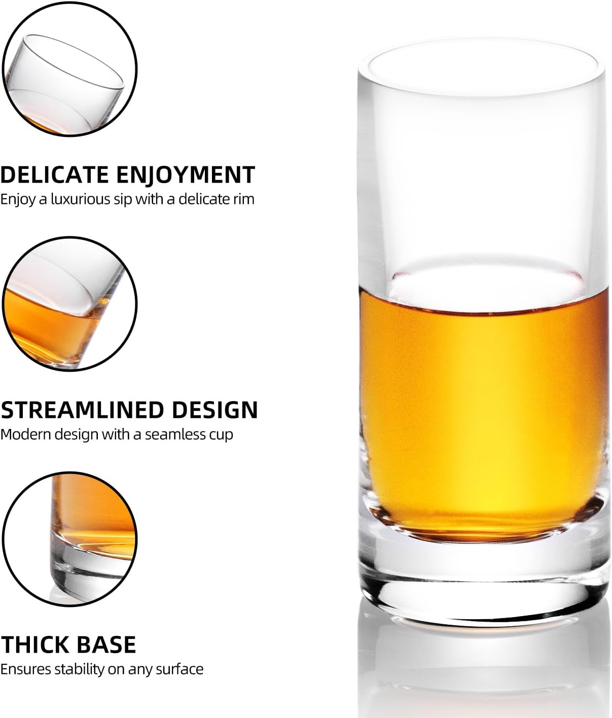 KAMMAK Shot Glasses Set of 2, 40ml/1.35oz Clear Espresso Shot Glass with Heavy Base for Bar Restaurants Home, Small Whiskey Shot Glass for Vodka, Whiskey, Tequila, Spirits & Liquors