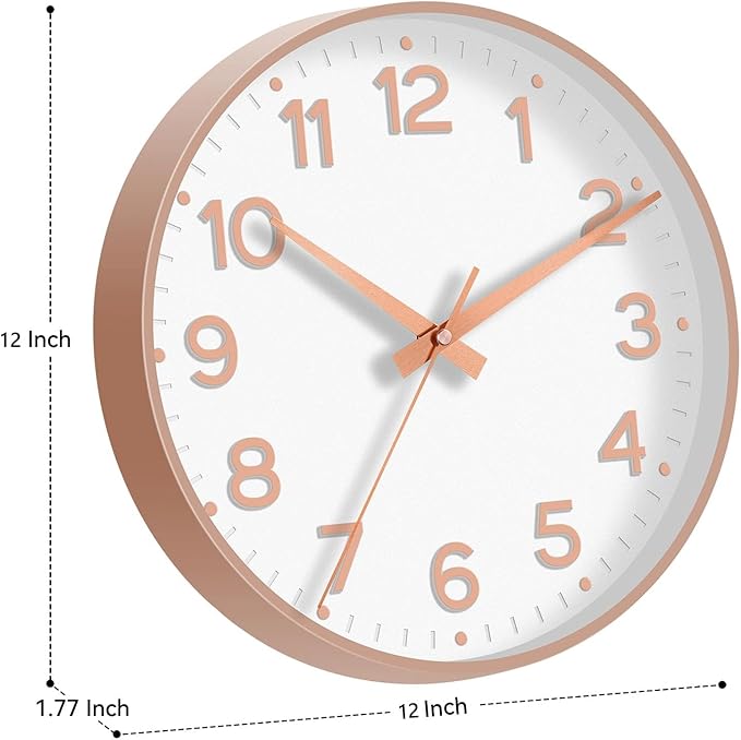 Roymnie Wall Clock 12 Inch Silent Wall Clocks Battery Operated- Modern Non - Image 3