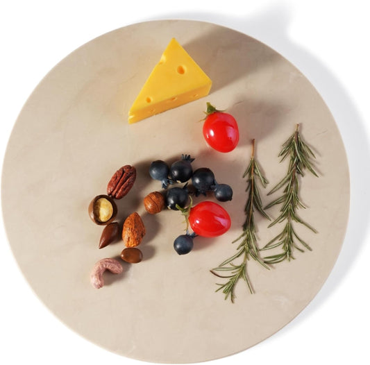 Koville 11 Inch Marble Round Cutting Board for Kitchen Countertop, Natural Marble Pastry Board Cheese Boards Charcuterie Board Stone Slab for Kitchen Decor, Stone Slab for Baking