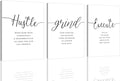 Framed Canvas Wall Art Hustle Quote, Office Wall Art, Positive Motivational Set by EPHANYART