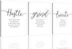 Framed Canvas Wall Art Hustle Quote, Office Wall Art, Positive Motivational Set by EPHANYART
