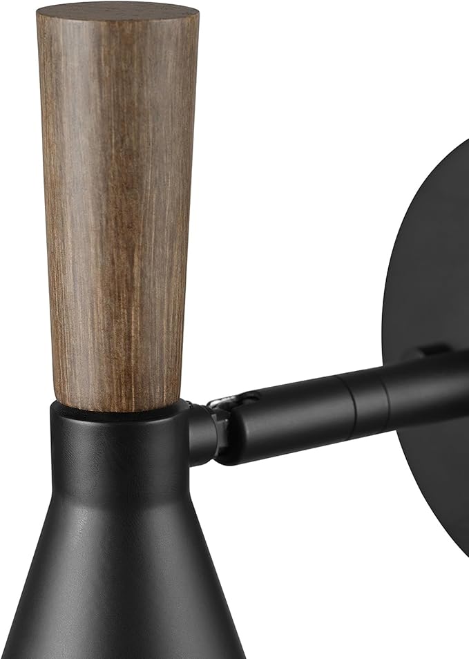 Globe Electric Plug-in or Hardwire Wall Sconce, Matte Black, Wood-Tone Switch - Image 8
