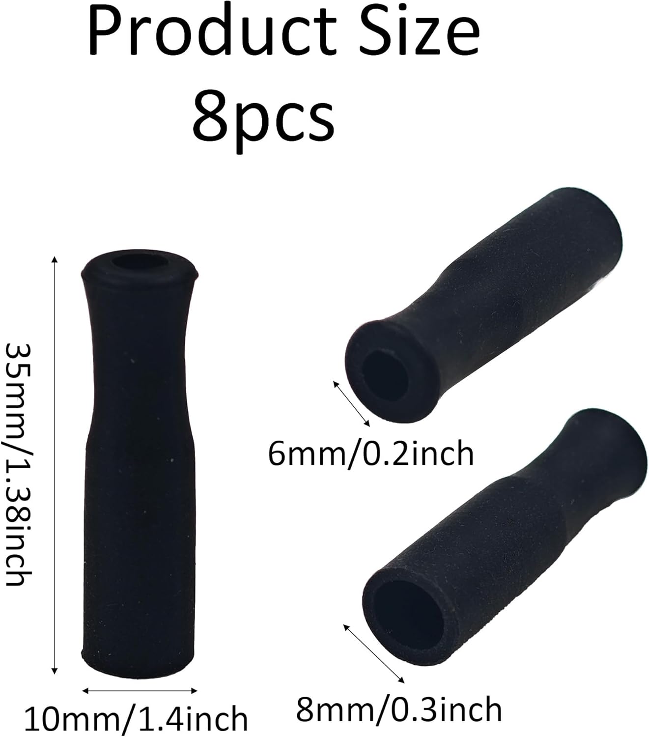 pson 8Pcs Silicone Straw Tips, Food Grade Reusable Anti-Scald/Cold Straw Covers Fit for 8mm Stainless Steel Straws(Black)