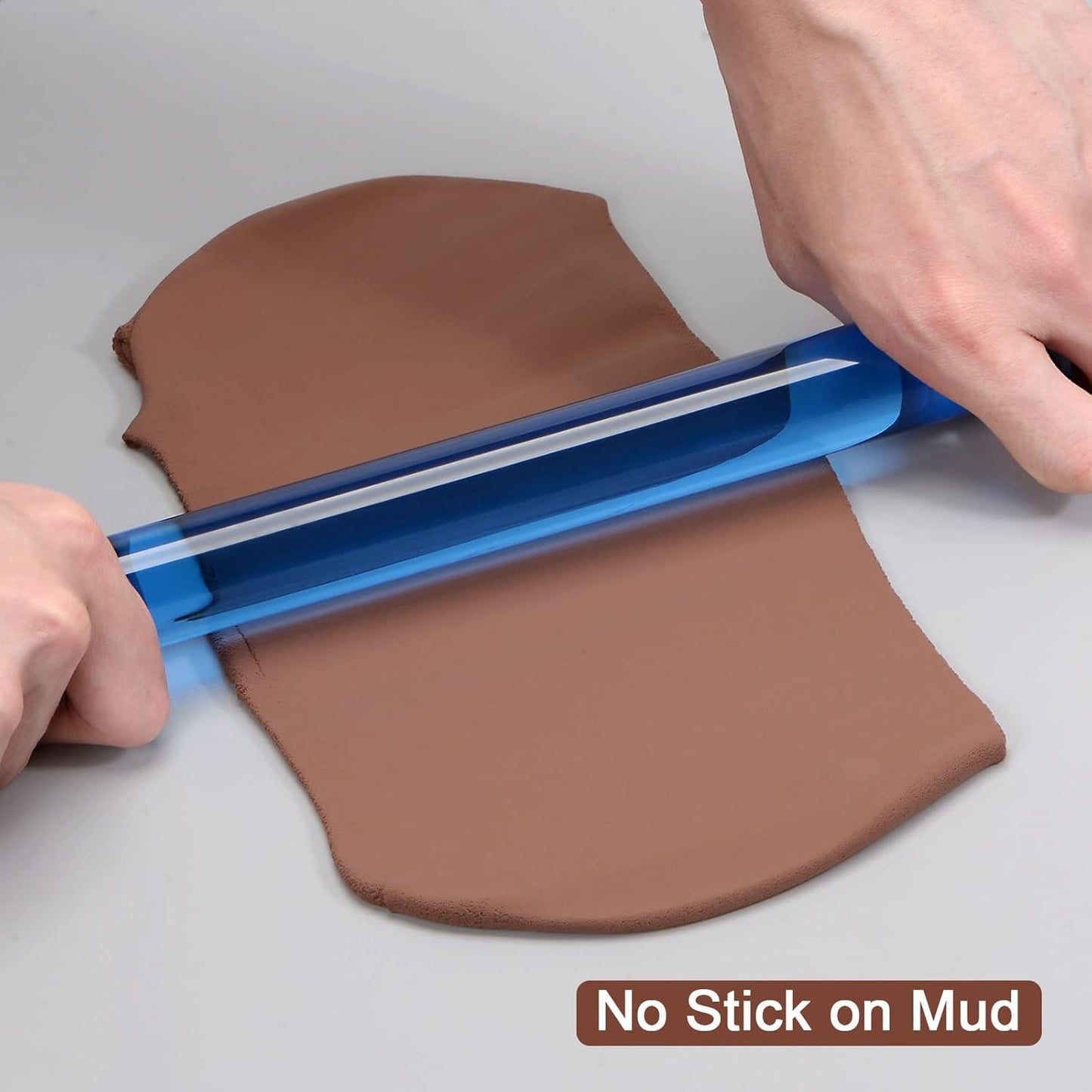 HARFINGTON Acrylic Clay Roller 8 Inch x 1 Inch Solid Non-Stick Plastic Round Tube Roller Polymer Clay Rod Fondant Rolling Pin for Shaping, Sculpting, Modeling DIY Crafts, Blue