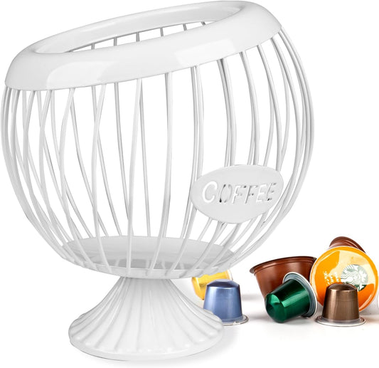 Stainless Steel Sphere Cup Coffee Basket pods holder Sturdy for Home or Office Kitchen Counter Organizer Espresso Capsule (White)