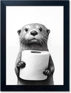 Bathroom Picture Wall Decor, Framed Black and White Bathroom Wall Art, Toilet by Melpa+Art