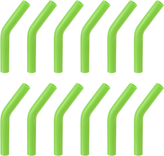 uxcell 12pcs Silicone Straw Tips, Silicone Straw Elbows Tip, Soft Reusable Metal Straw Covers Fit for 6mm/0.24" OD Stainless Steel Straws, Green
