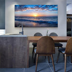 Wapluam Beach Wall Art -Blue Sea Coastal Sunset Natural Scenery Picture -Print - Image 4