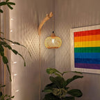 Frideko Bamboo Lantern Plug in Wall Sconces Wicker Wall Lamp - Image 2