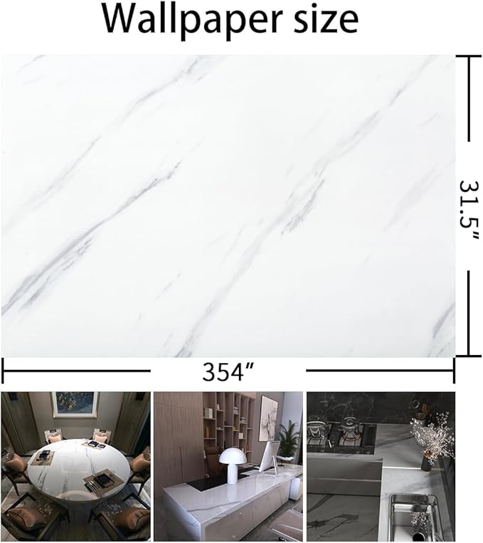 Large White Marble Granite Wallpaper Peel Stick Thicken 31.5x354inch Waterproof - Image 7
