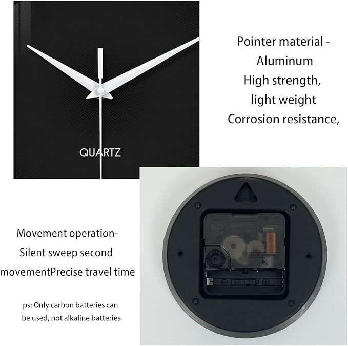 XFM Black Wall Clock 12 Inch Silent Non-Ticking Wall Clocks Battery Operated - Image 6