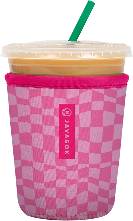 Sok It JavaSok Iced Coffee & Cold Soda Insulated Neoprene Cup Sleeve (Pink Grand Prix, Small: 16-20oz)