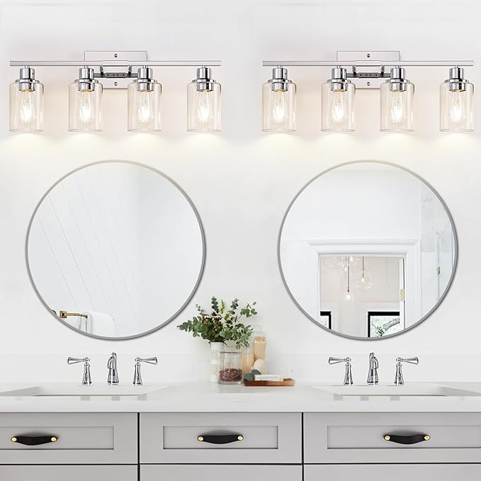 Indoi 4 Light Bathroom Light Fixtures, Chrome Vanity Lights - Image 7