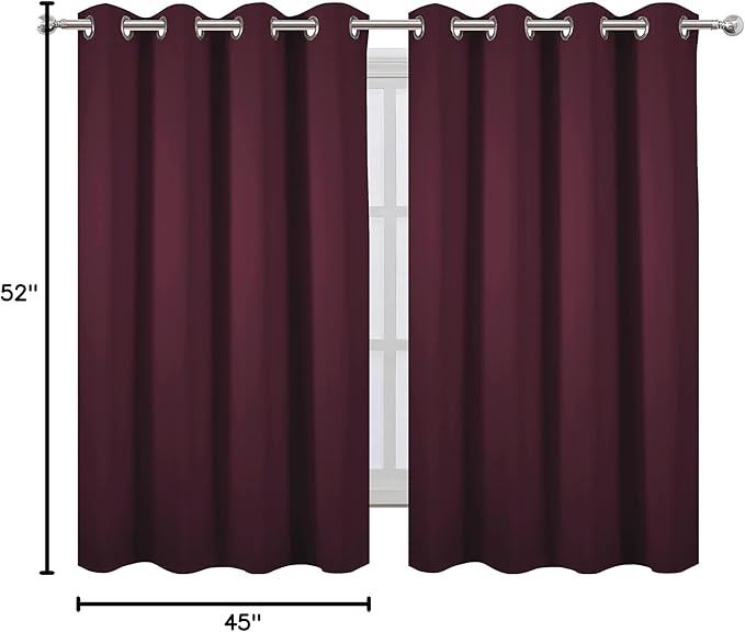 LEMOMO Blackout Curtains 52 x 45 inch/Burgundy Red Curtains Set of 2 - Image 10