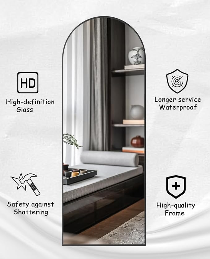 Rowjut 64"x21"Floor Mirror Arched Full Length Mirros, Mirror Floor Length - Image 6