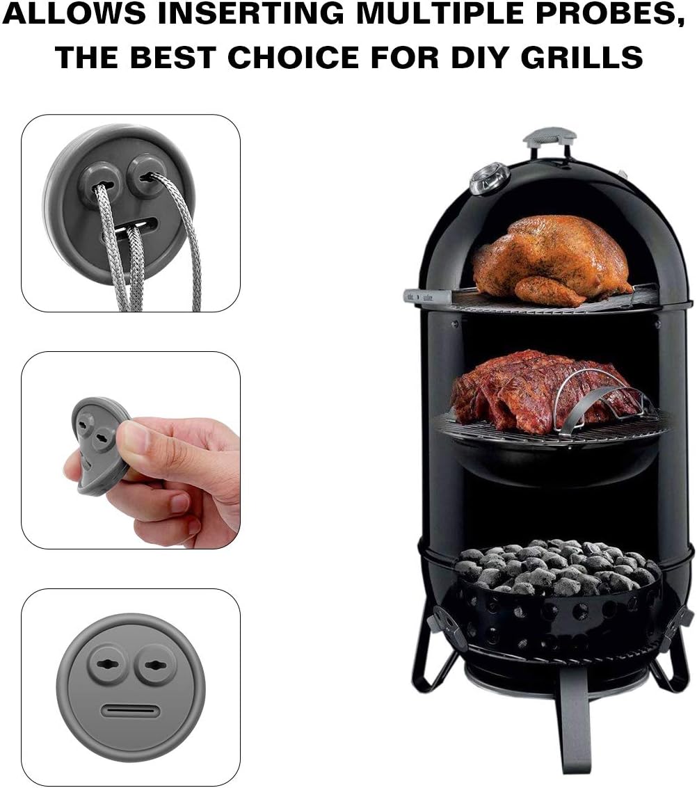 5 Pack Meat Thermometer Probe Grommet for Grills, Compatible with Weber 85037 Smokey Mountain Cookers, and Other Grill DIY Probes Port, Replacement Accessories