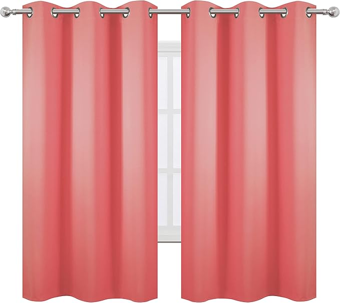 LEMOMO Coral Blackout Curtains 42 x 63 Inch Length/Set of 2 Curtain - Image 2