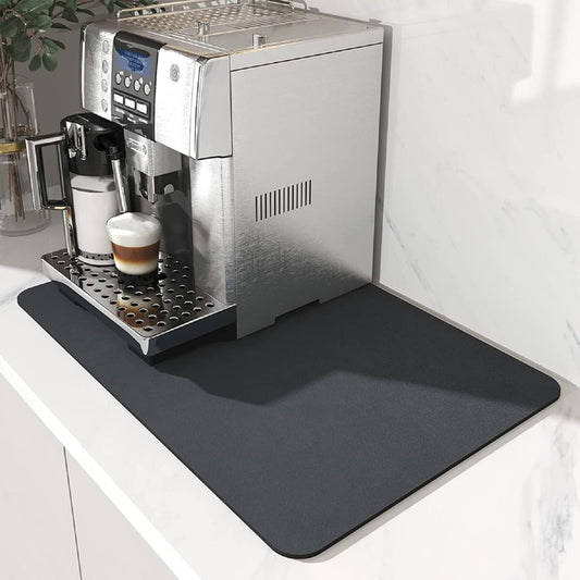 Coffee Mat 15.7*19.7 Inch, 50*40cm Dish Drying Mat for Kitchen Counter Bar, Stain Hiding Rubber Backed Absorbent Bar Mat Pad (Dark Grey, 15.7"x19.7")