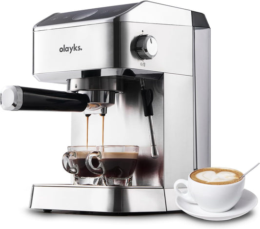 Espresso Machine 20 Bar, Brush Stainless Steel Espresso Maker with Milk Frother Steam Wand, 1400W Espresso Coffee Machine with 1.8L Removable Water Tank for Latte, Cappuccino,Machiato