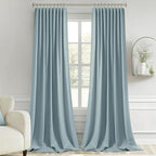 MIULEE Slate Blue Back Tab Blackout Curtains 120 Inch Long 2 Panels Set - Image 9