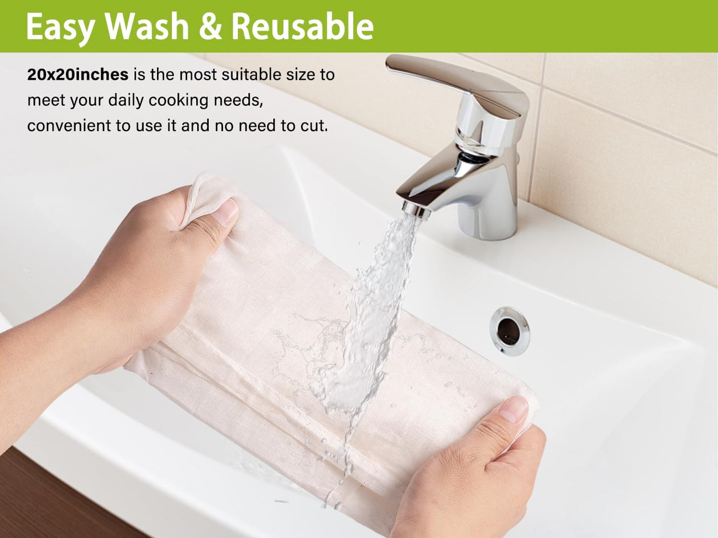 Organic Cheese Cloths, GOTS Certified, Grade 100,20x20Inch Hemmed Cheese Cloth Reusable Muslin Cheesecloth for Straining, 100% Cotton Unbleached Fine Mesh Cloth Cheese Cloths for Cooking,Sushi,Juicing