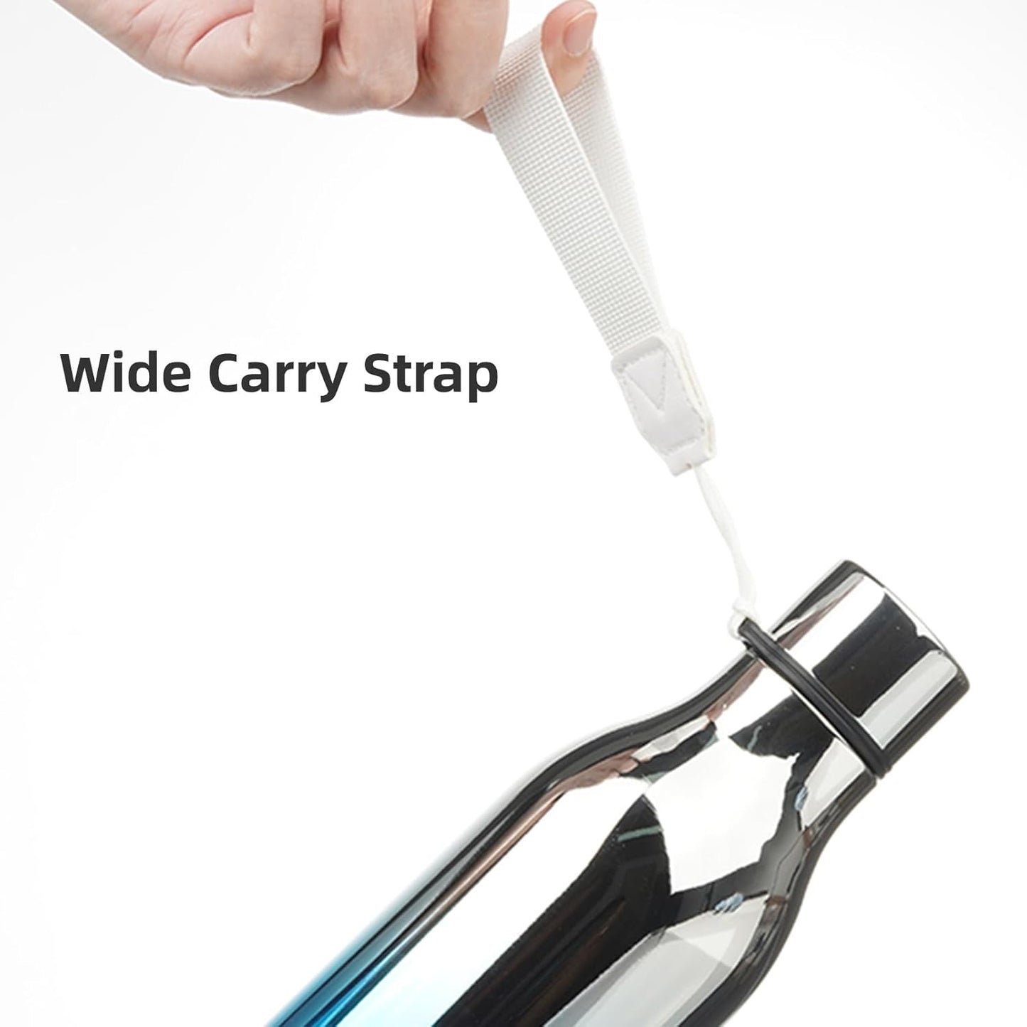 Insulated Water Bottle with Strap,18 oz Double Wall Stainless Steel Vacuum Bottles Metal Water Flask,Blue Lagoon