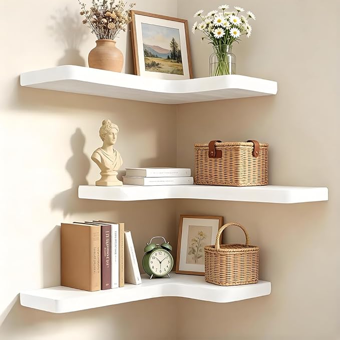 Floating Corner Shelves, Wall Shelf Set of 3, Shelves - Image 4