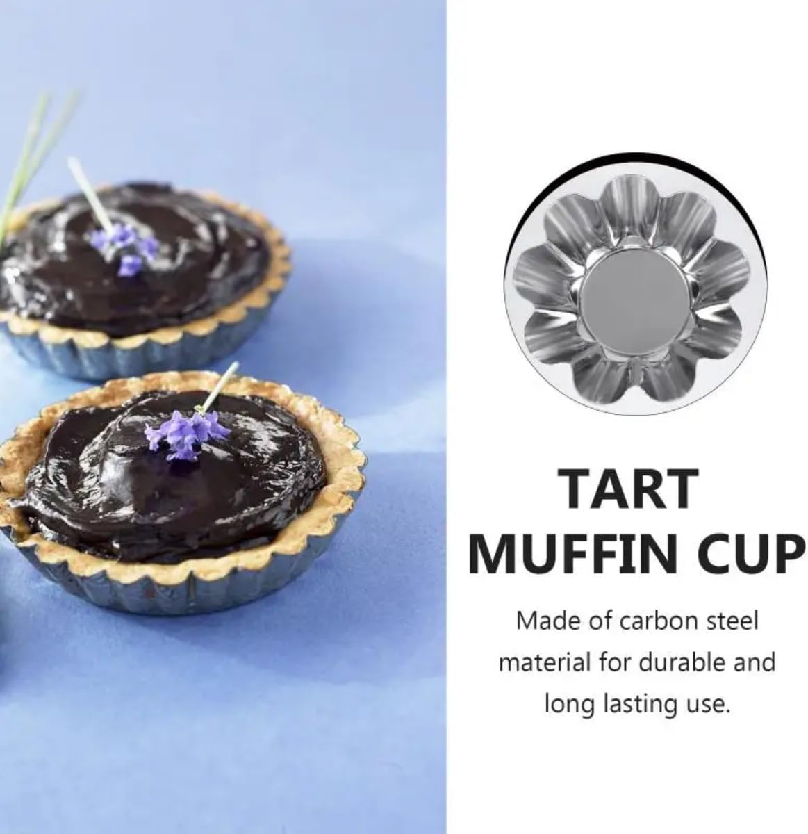 12 Pcs Stainless Steel Tart Pans - Non-Stick Flower Cookie Cutters Mold for Baking - Flower and Round Muffin Cups - Cupcake Mold for Kitchen