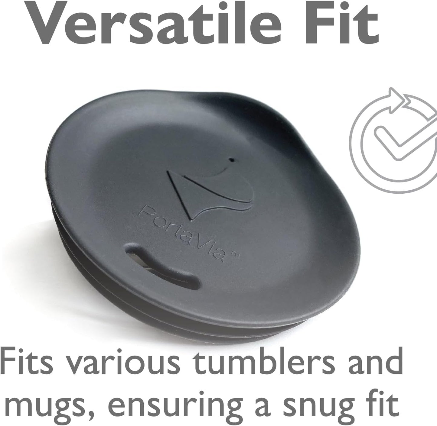 Reusable Coffee Cup Silicone Lid – Fits Most Tumbler, Water Bottle, & Ceramic Coffee Mug Between 3⅜”-3⅝” – Dishwasher-Safe Travel Mug Lid keeps your beverage in your mug (Large - Grey)