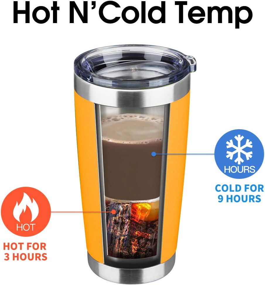 20oz Tumbler Bulk Stainless Steel Vacuum Insulated Tumblers with Lid Double Wall Travel Mug, Durable Powder Coated Coffee Cup, Suitable for Ice Drinks and Hot Beverage (Orange 1pack)