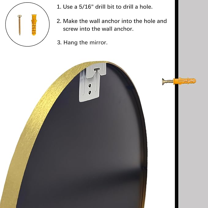 Sunniry Gold Round Mirror 16 inch, Small Round Mirror, Brushed Metal Frame - Image 7