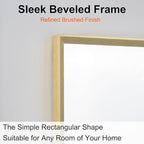 Bathroom Mirror for Wall, 36x24 Inch Metal Framed Mirror, Brushed Gold - Image 2