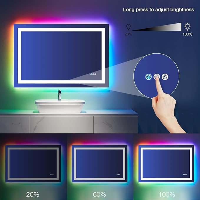 LOAAO 48"X32" LED Bathroom Mirror - Image 5