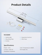 Combuh 2 Pack LED Vanity Lights Bar 24 Inch Bathroom Light Fixtures 14W IP44 - Image 9