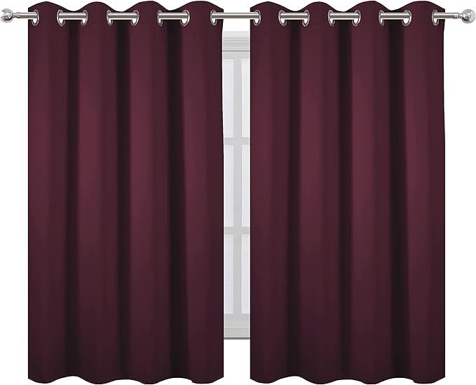 LEMOMO Blackout Curtains 52 x 45 inch/Burgundy Red Curtains Set of 2 - Image 2