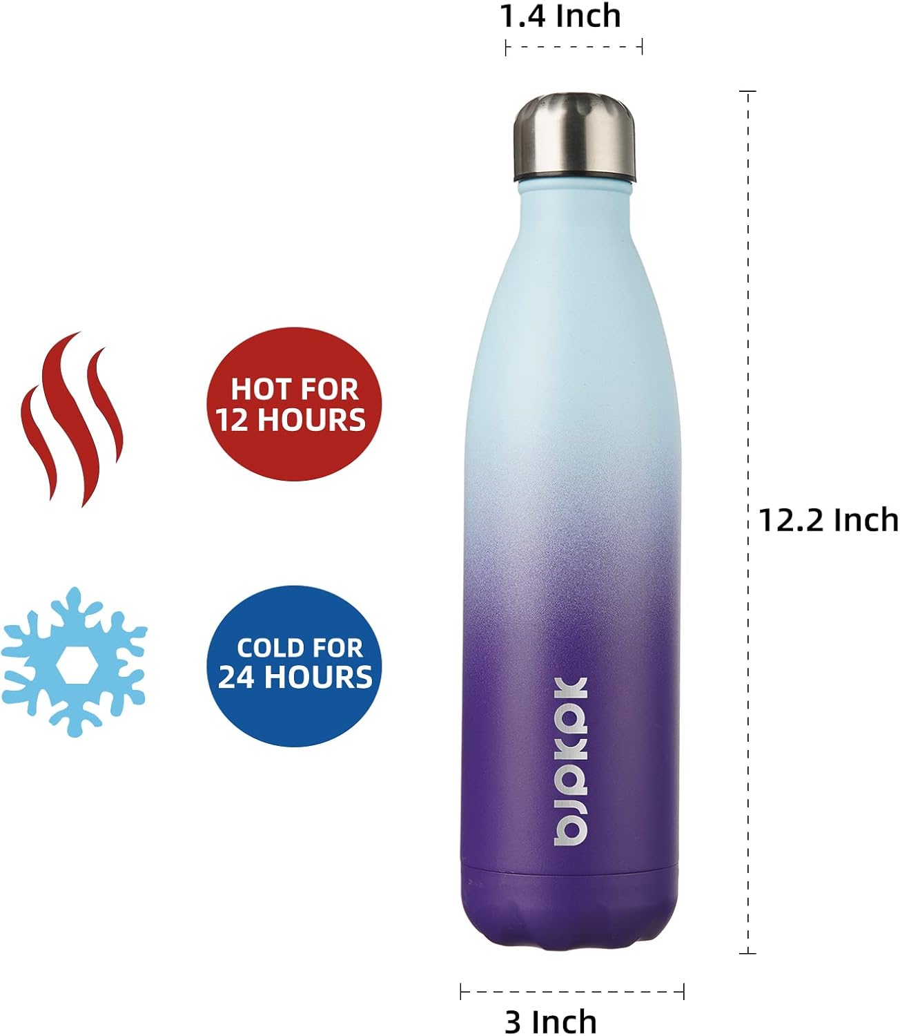 BJPKPK 25oz Insulated Stainless Steel Water Bottles,Sports Water Bottles Keep Cold for 24 Hours and Hot for 12 Hours,Ocean Dream