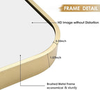 16x24 Inch Gold Bathroom Mirror, Brushed Brass Gold Metal Framed Rectangular - Image 4