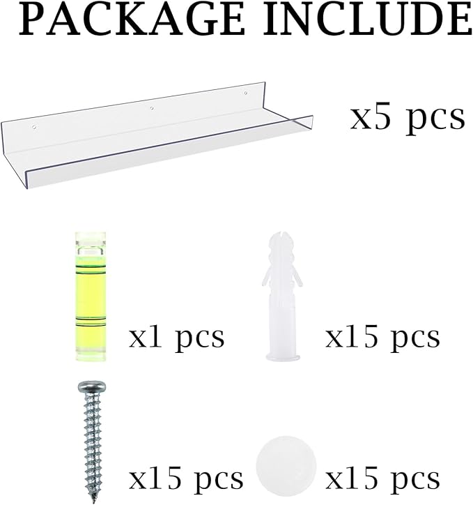 RLAVBL 5 Pack Acrylic Shelves, Living Room, Kitchen Storage - Image 5