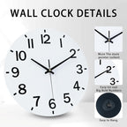 HZDHCLH Wall Clock 10 Inch Silent Non Ticking Wood Battery Operated White - Image 2