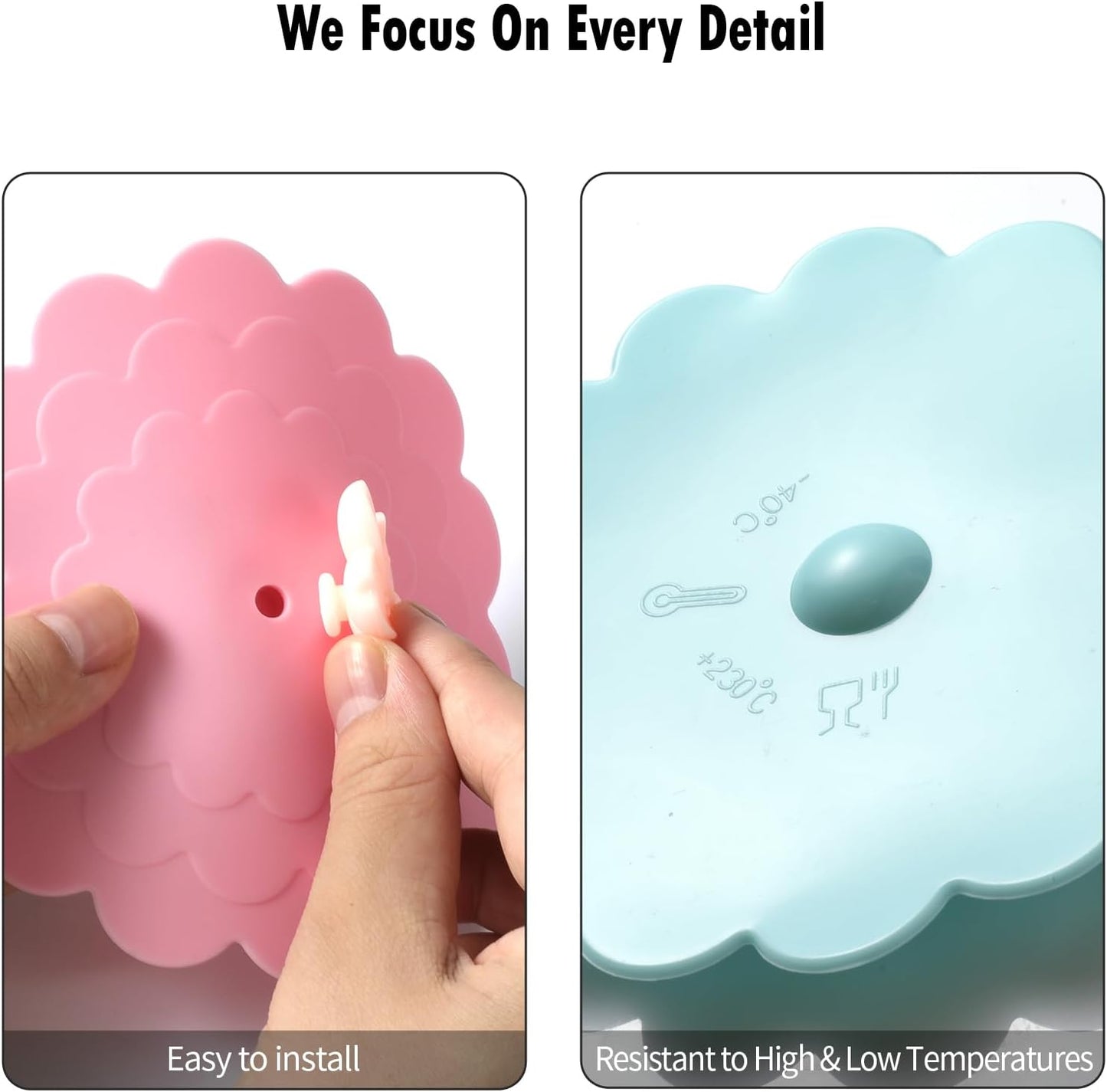 Peach blossom Silicone Cup Covers (Set of 3) ， Multicolored Silicone Lids for Mugs, Cups, Tea Pots,Flexible Mug Covers，Hot Cup Lids for Coffee & Tea