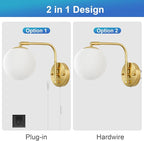 VATONI Dimmable Wall Sconces Plug in, Swing Arm Wall Lights - Image 7