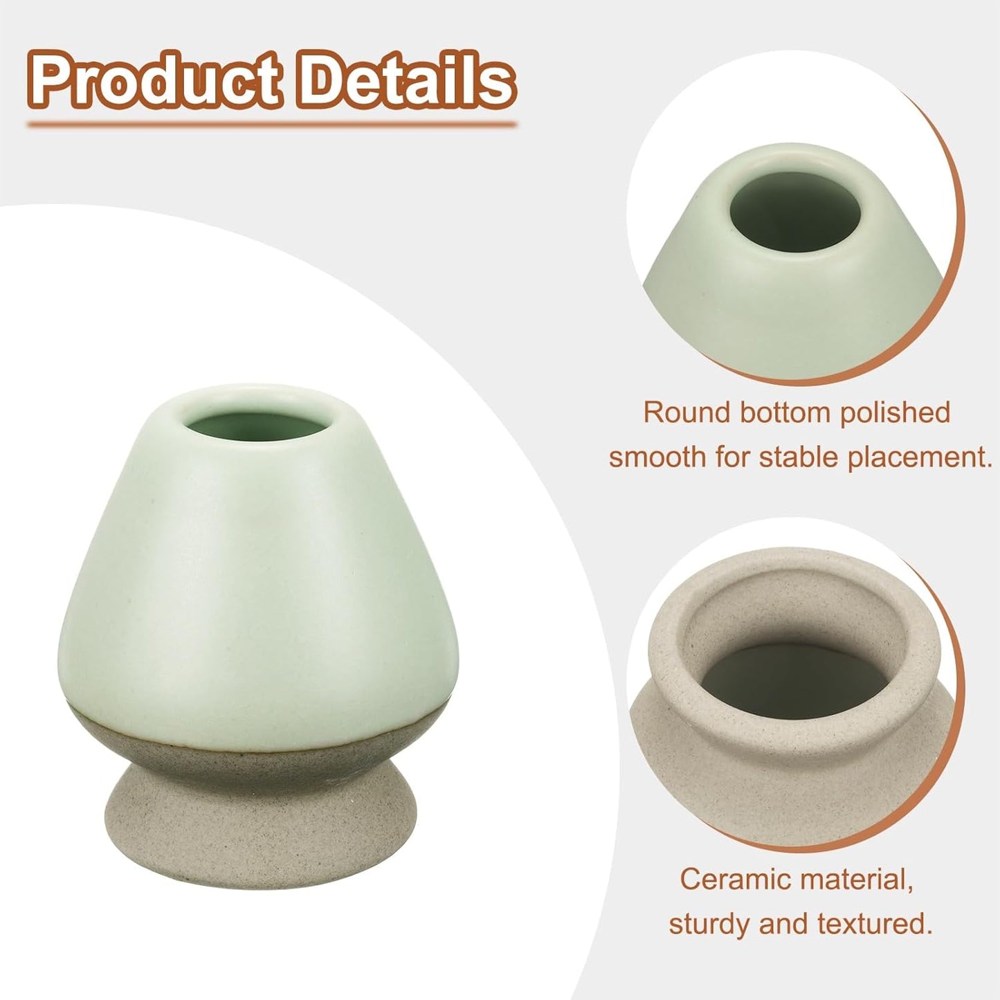 HARFINGTON Ceramic Chasen Stand 70mm Matcha Whisk Holder Teas Set Whisks Stand Traditional Matcha Tea Chasen Holder Tea Set Accessories for Tea Tasting, Beige/Light Green