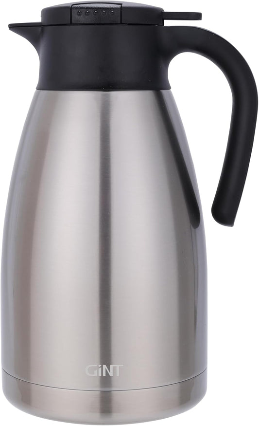 GiNT 74Oz Thermal Coffee Carafe, Insulated Stainless Steel Coffee Carafes for Keeping Hot/Double Walled Vacuum Thermal Carafe (Silver, 2.2L)