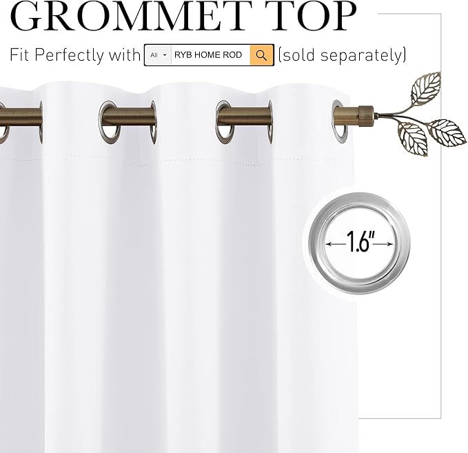 RYB HOME White Curtains Room Divider - Image 2