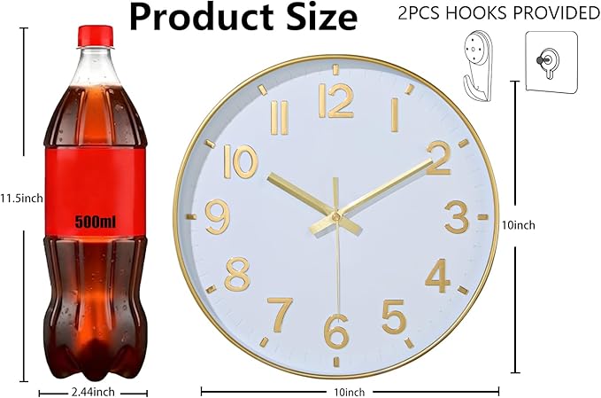Modern Wall Clock, 10 Inch Digital Wall Clocks Battery Operated, Round Non - Image 3